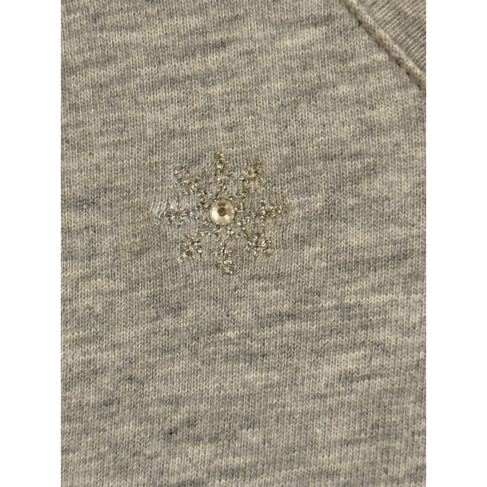 Talbots Gray Rhinestone Snowman & Snowflake Long Sleeve T-shirt Size Large‎ NWOT - Picture 3 of 5